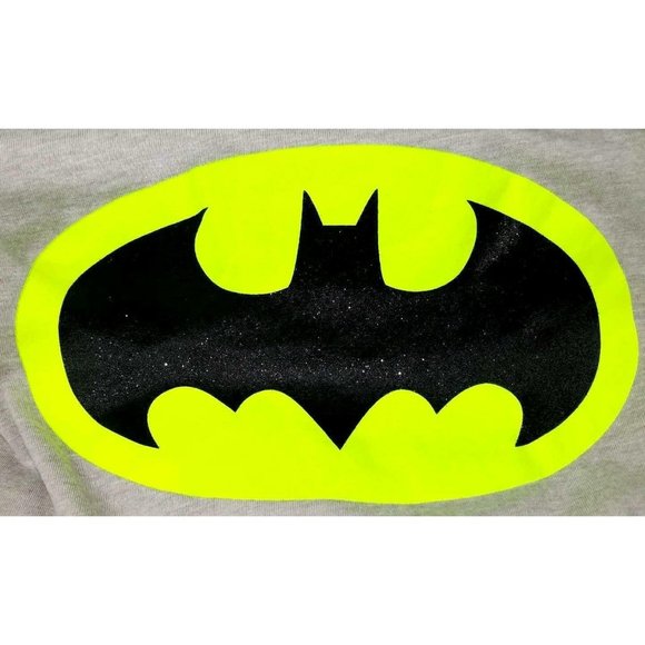 BATMAN Girls XL Shirt Top New With Cape Glitter Grey Black Yellow DC Comics - Picture 6 of 7